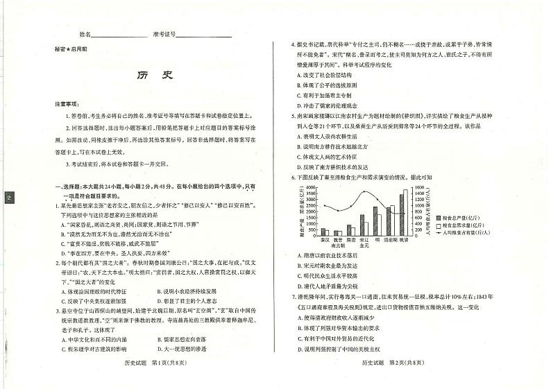 2023运城高三上学期入学新生教学质量监测考试历史PDF版含解析01
