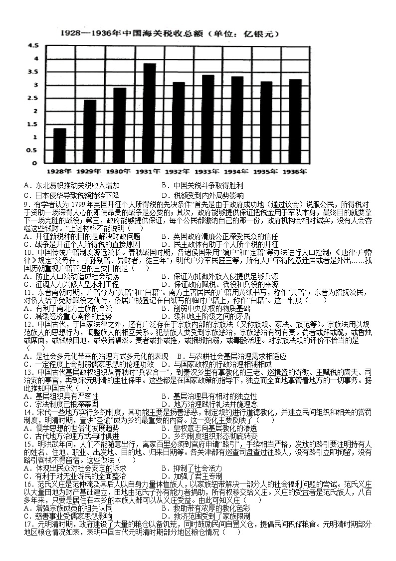 河北省沧州市献县求实高级中学2022-2023高二上学期周考(09.24)历史试卷02