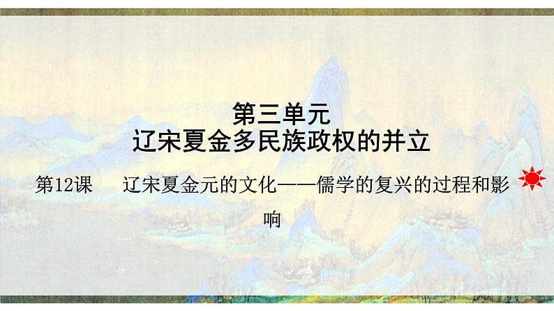 2022-2023学年高中历史统编版(2019)必修中外历史纲要上册第12课 辽宋夏金元的文化 课件第1页