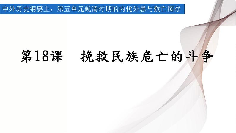 2022-2023学年高中历史统编版(2019)必修中外历史纲要上册第18课 挽救民族危亡的斗争(教学课件)第2页