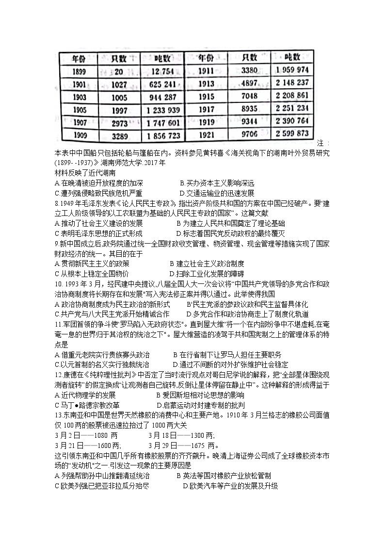 湖南省名校联考联合体2022-2023学年高二历史上学期第一次联考试卷（Word版附答案）02