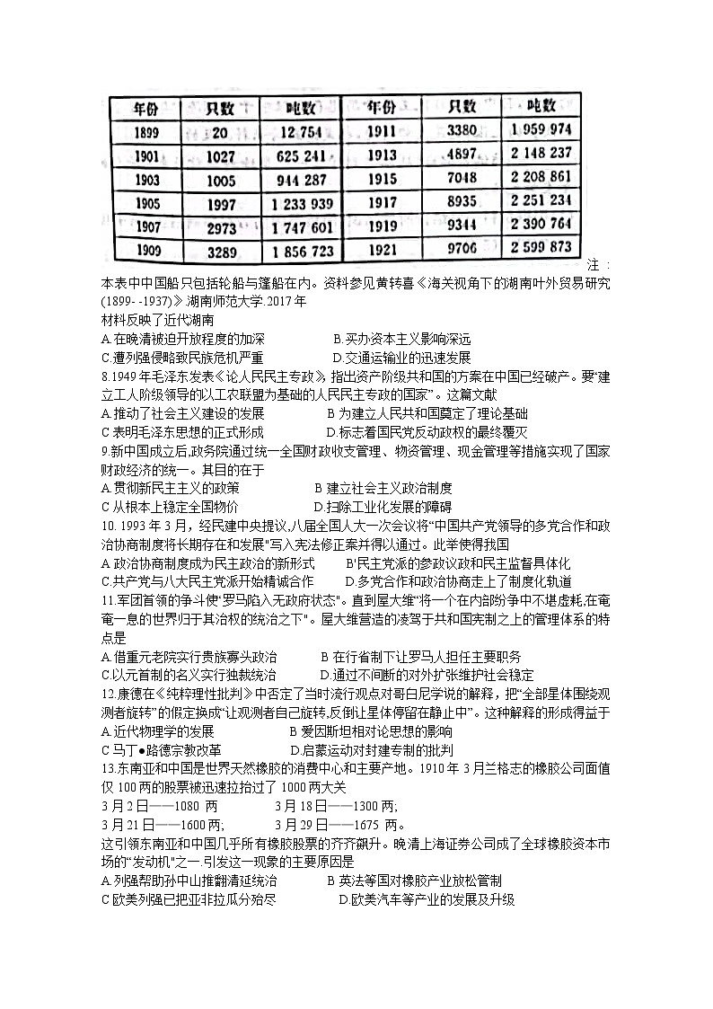 湖南省名校联考联合体2022-2023学年高二历史上学期第一次联考试卷(Word版附答案)02