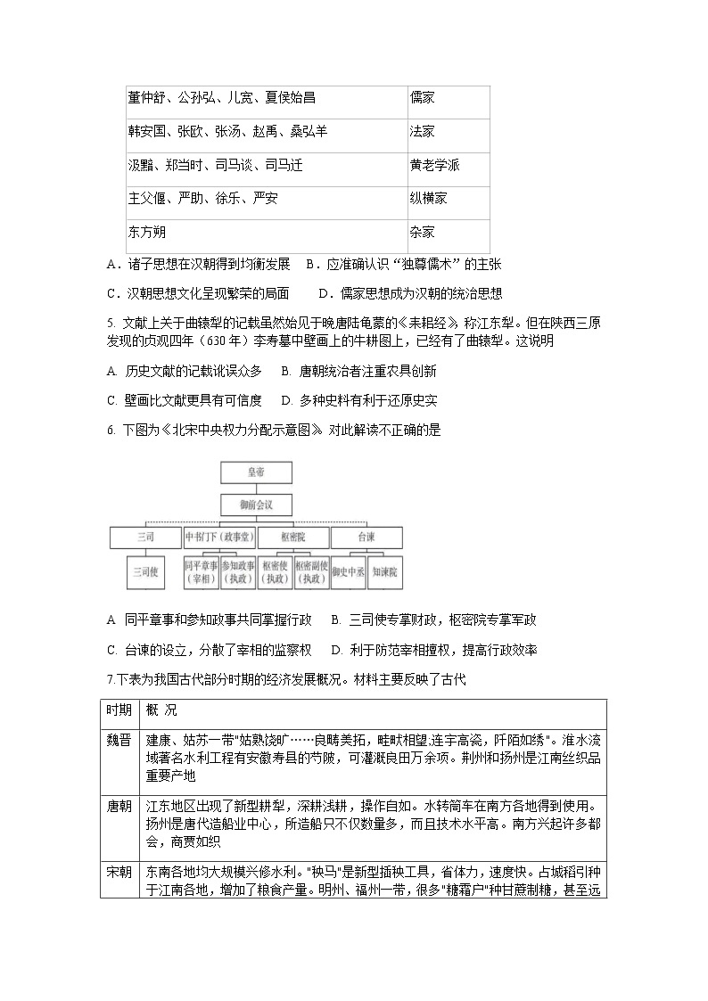 2021邯郸曲周县一中高二下学期3月月考历史试题含答案02