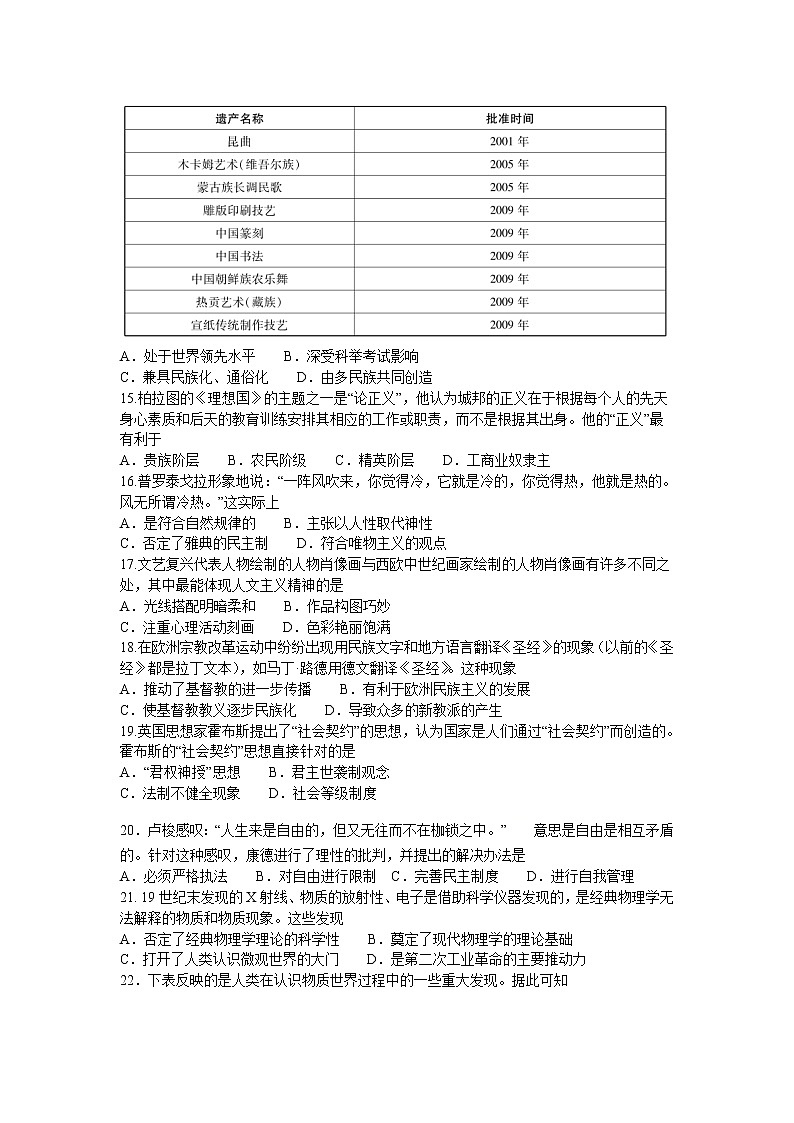 2021九江五校高二上学期期中联考历史试卷含答案第3页