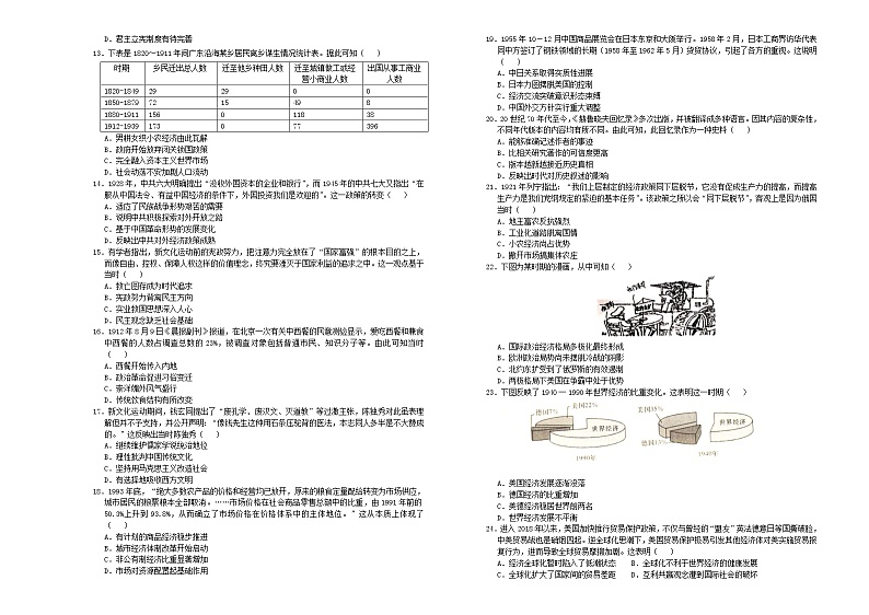 2020江西省濂溪一中高二下学期期中阶段性评价考试历史试题含答案第2页