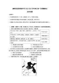江苏省宿迁市泗阳县实验高级中学2022-2023学年高三上学期第一次质量调研历史试题（含答案）
