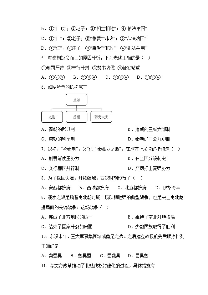 黑龙江省齐齐哈尔三立高级中学2022-2023学年高一上学期期中考试历史试题02