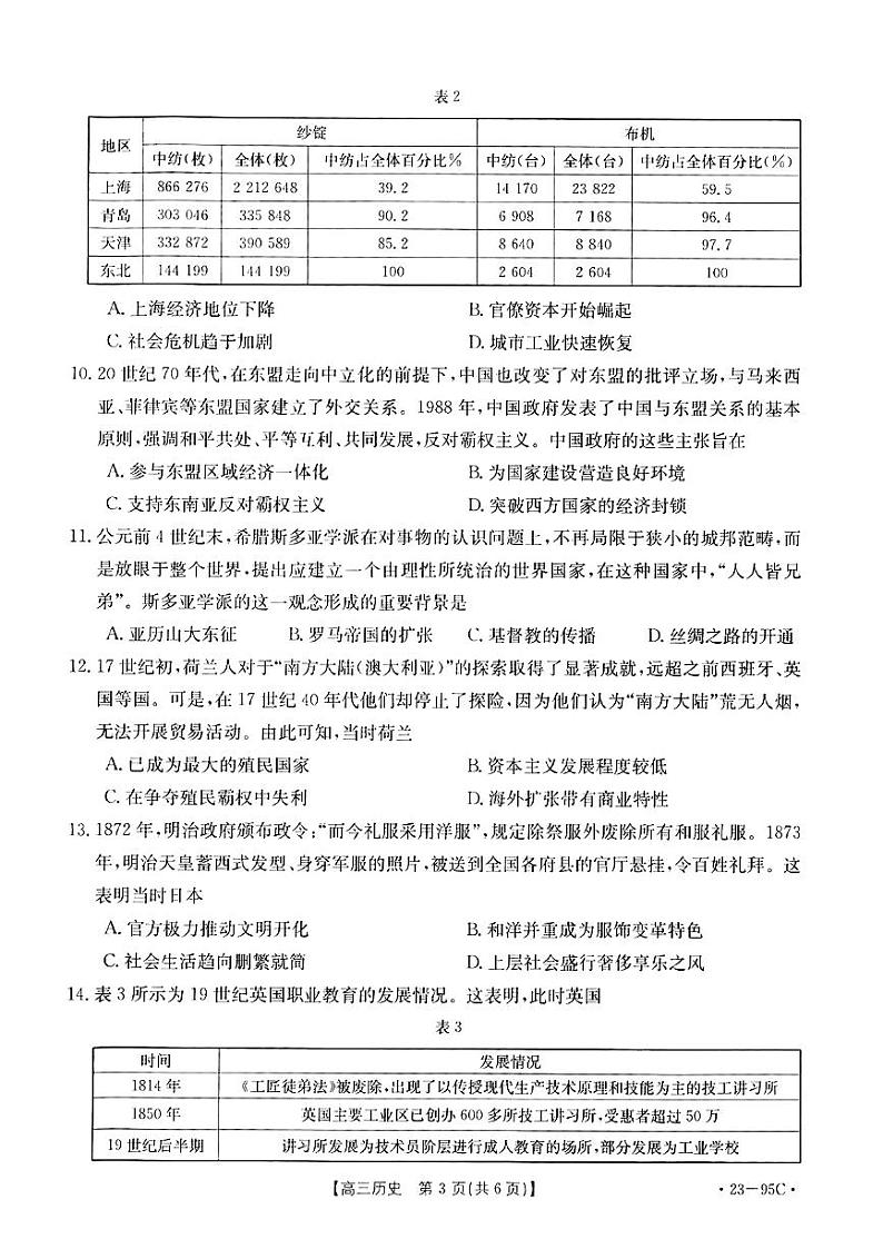 2023湖南省高三上学期10月联考历史试题PDF版含答案02