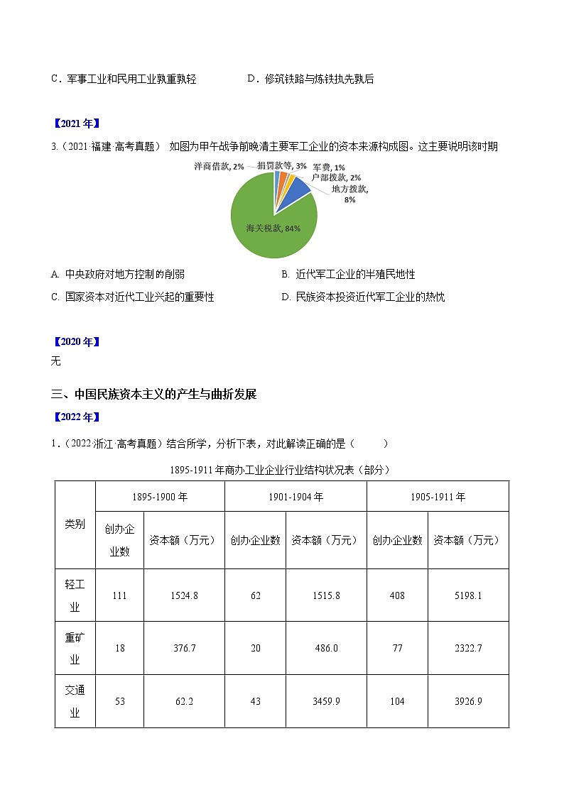 【高考三年真题】最新三年高考历史真题分项汇编——专题09《近代中国的经济》(原卷版)(2023新高考地区专用)第3页