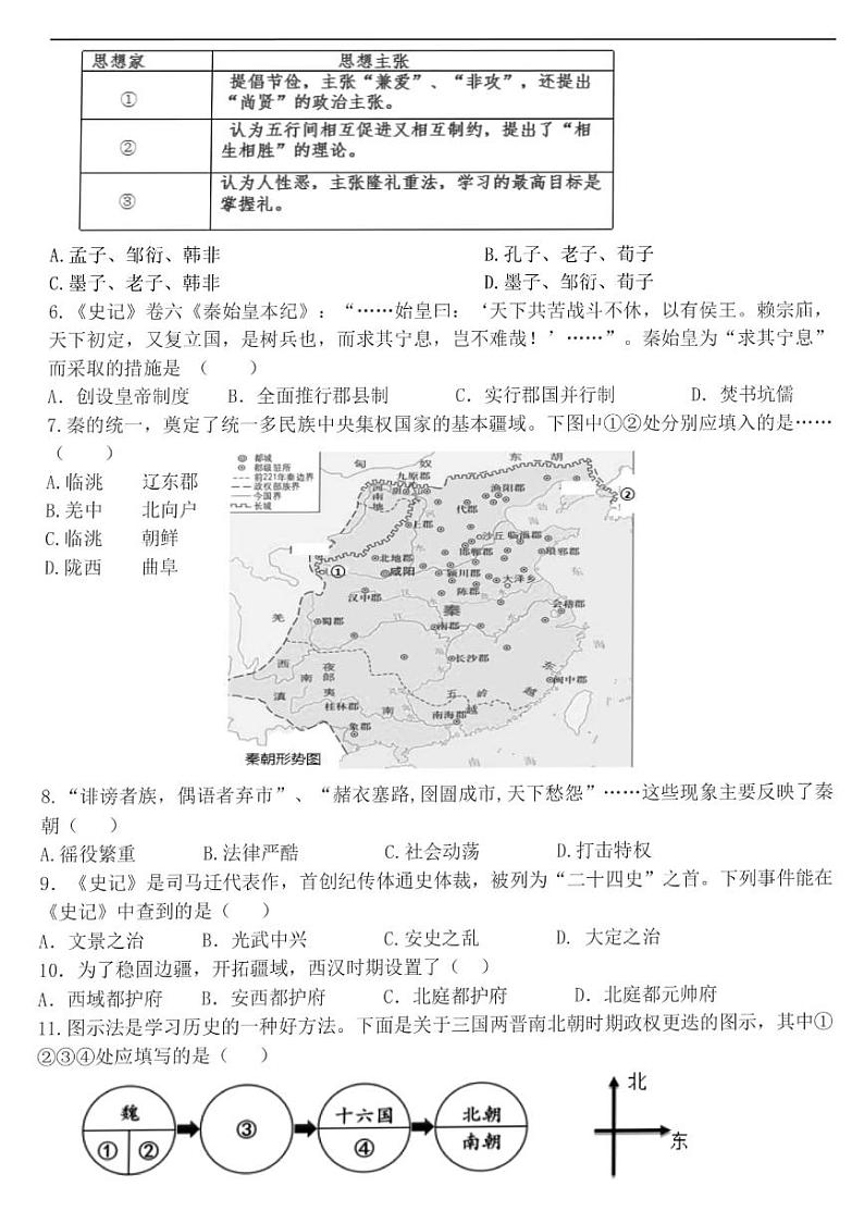 2023杭州“六县九校”联盟高一上学期期中联考试题历史PDF版含答案第2页