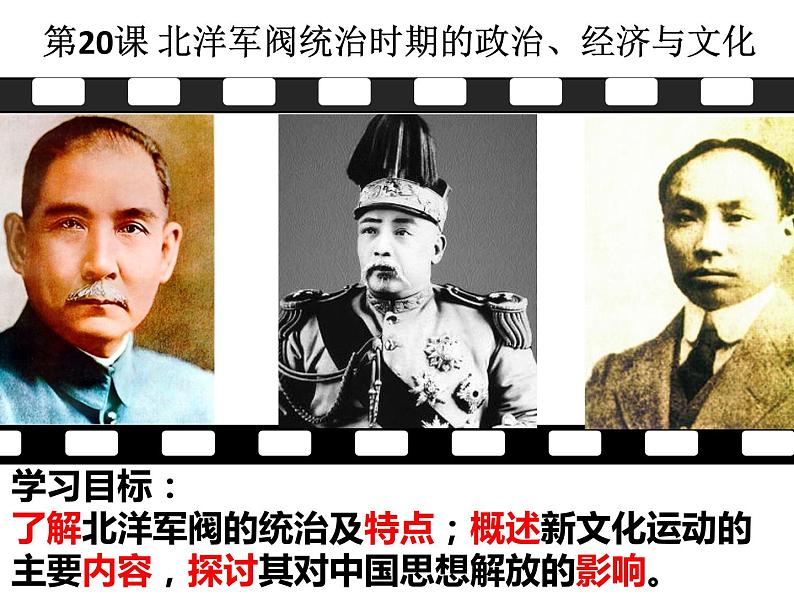第20课 北洋军阀统治时期的政治、经济与文化 课件第1页