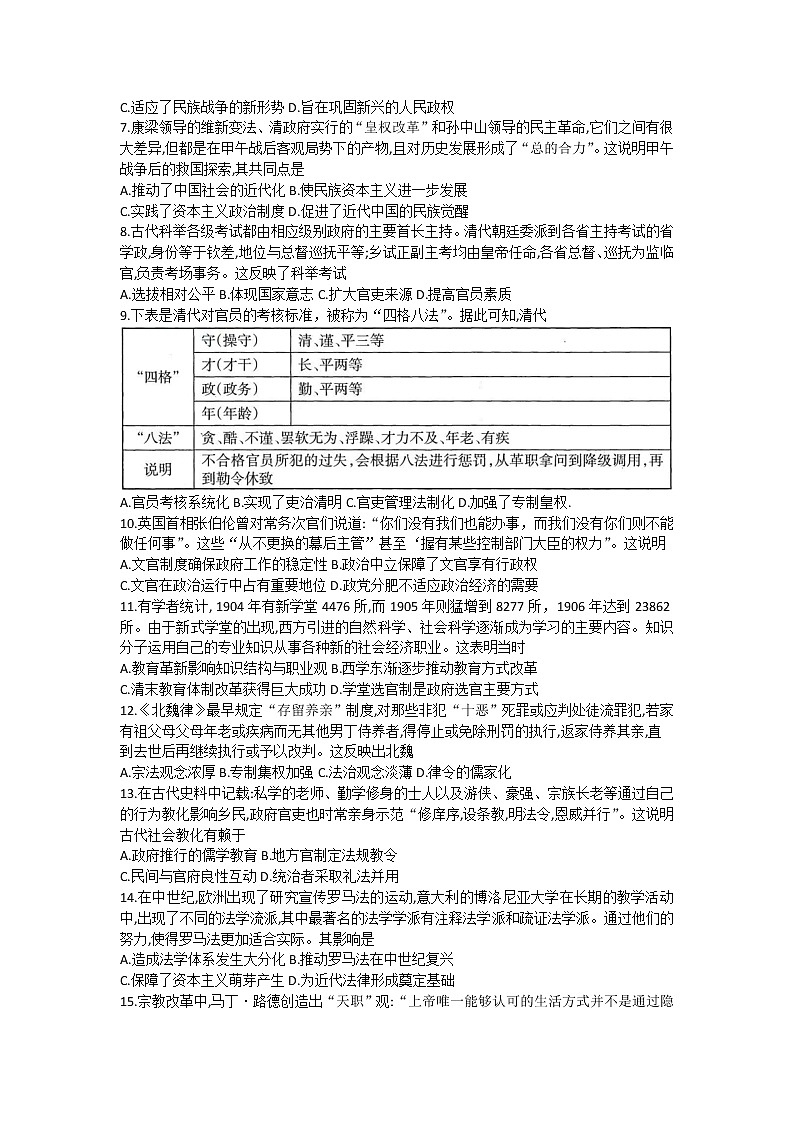 山西省太原市2022-2023学年高二上学期期中质量检测历史试卷第2页