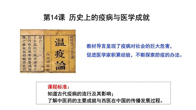 第14课 历史上的疫病与医学成就 课件第1页