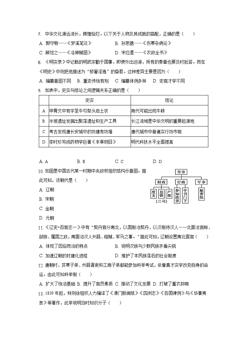 江苏省常州市金坛区2022-2023学年高一上学期期中教学质量调研历史试题第2页