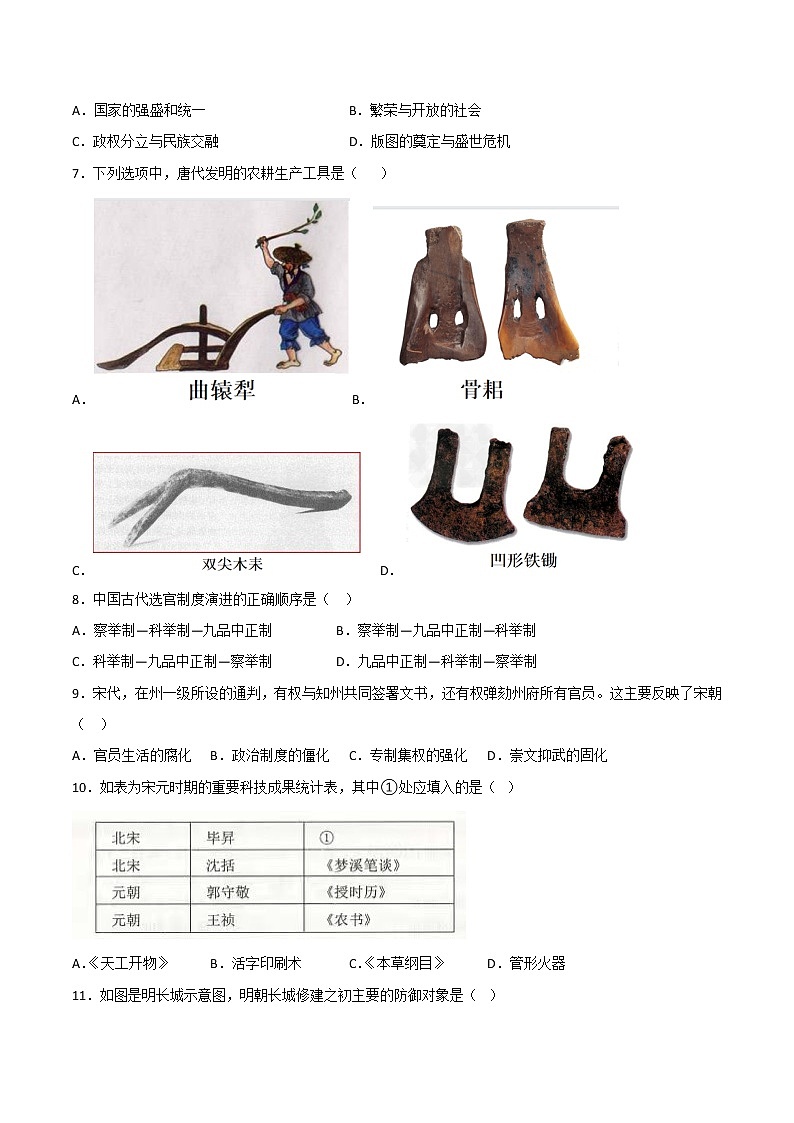 2022年12月北京市普通高中学业水平合格性考试历史仿真模拟试卷A(考试版)第2页