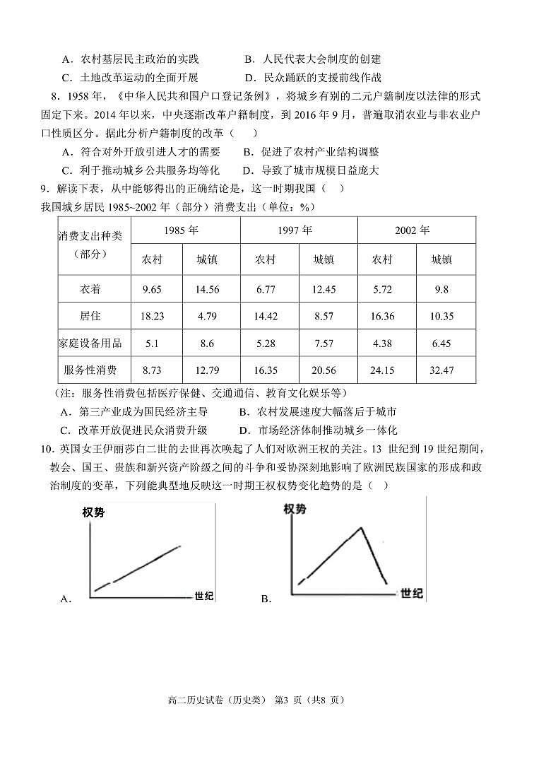 2022-2023学年第一学期期中考试高二历史(历史类)试卷第3页