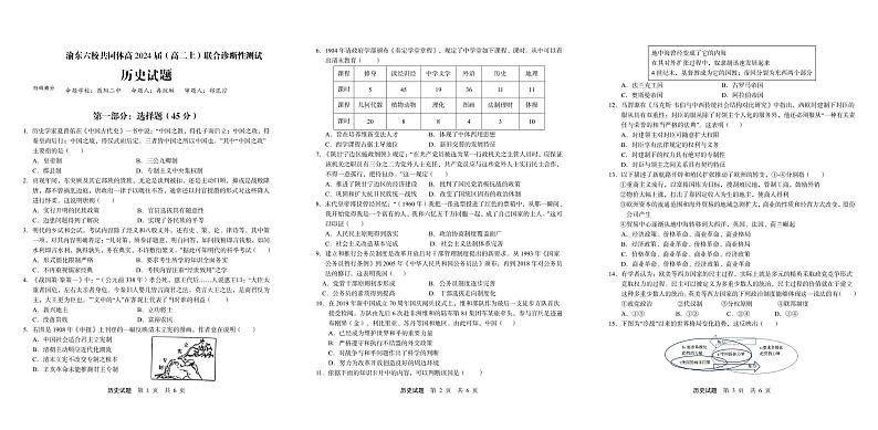 重庆市渝东六校共同体2022-2023学年高二历史上学期期中联考试题(PDF版附答案)第1页