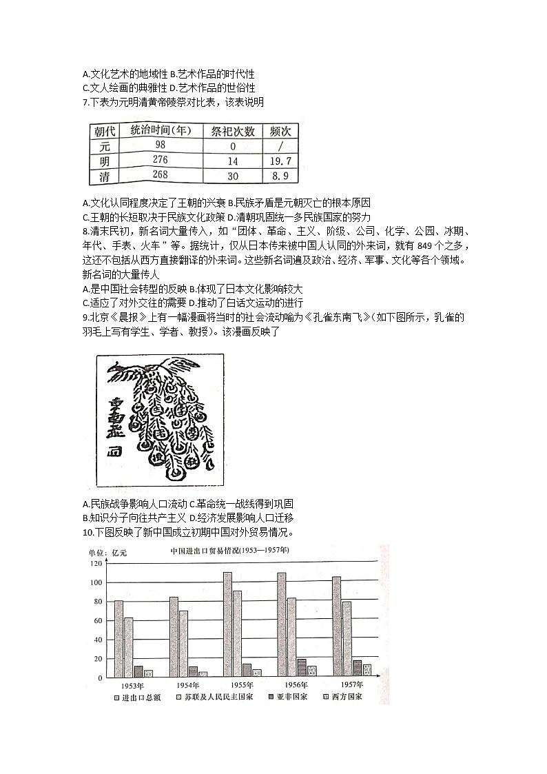 湖南省长沙市湖南师范大学附属中学2022-2023学年高三上学期月考(四)历史试题第2页