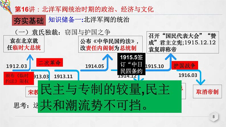 第16讲 北洋军阀统治时期的政治、经济与文化 课件--2023届高三统编版(2019)必修中外历史纲要上一轮复习第8页