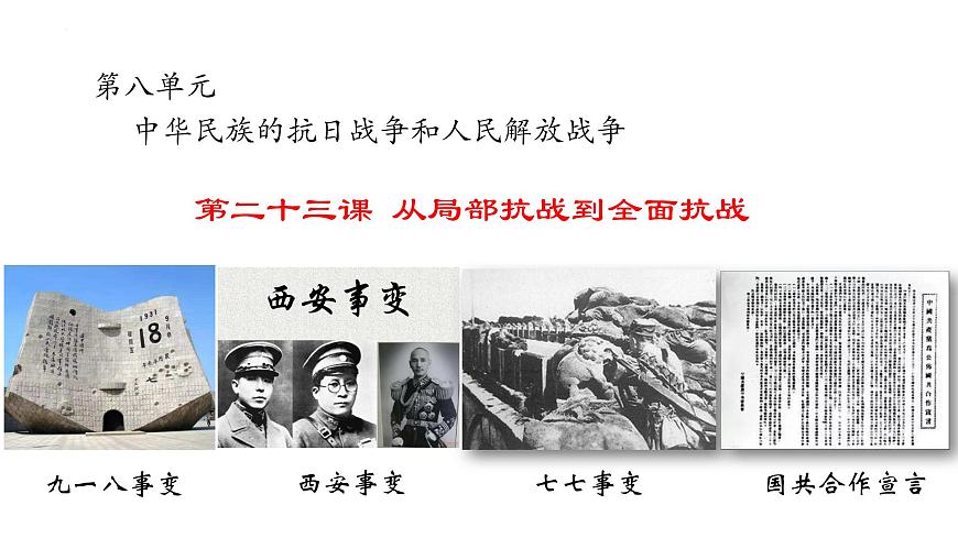 高中歷史統(tǒng)編版（2019）必修中外歷史綱要上冊(cè)第23課 從局部抗戰(zhàn)到全面抗戰(zhàn)課件第1頁