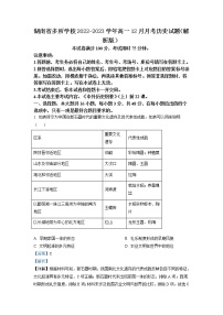 2022-2023学年湖南省多所学校高一12月月考历史试题（解析版）