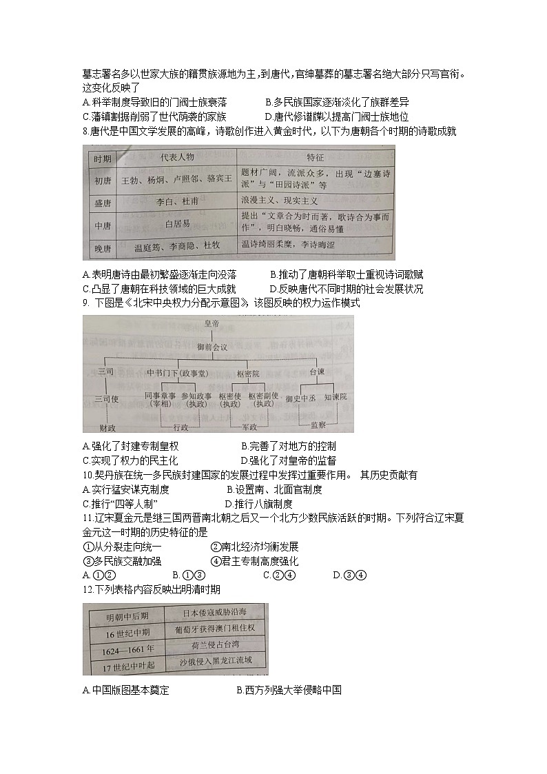 湖南省岳阳市2022-2023学年高一上学期期末质量教学监测历史试卷第2页