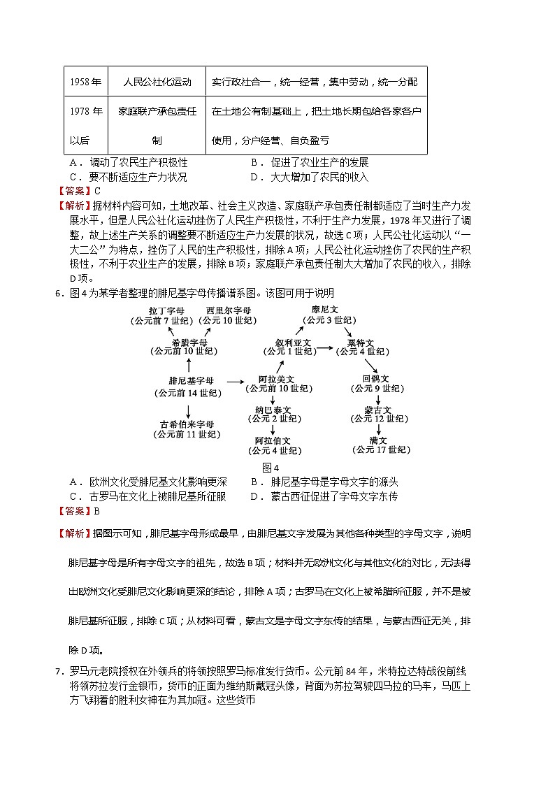 历史-2022-2023学年高三下学期开学摸底考试卷(浙江专用)(全解全析)第3页