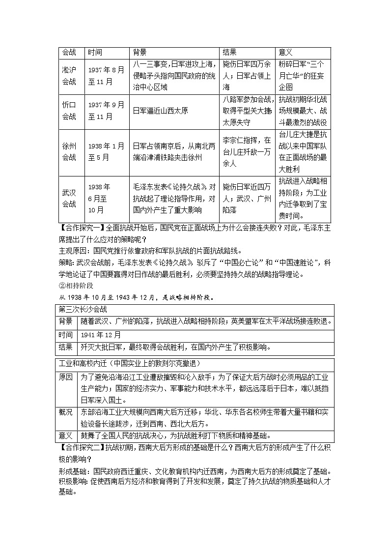 高中历史人教统编版中外历史纲要(上)第24课 全民族浴血奋战与抗日战争的胜利 课件+教学设计+课后精炼03