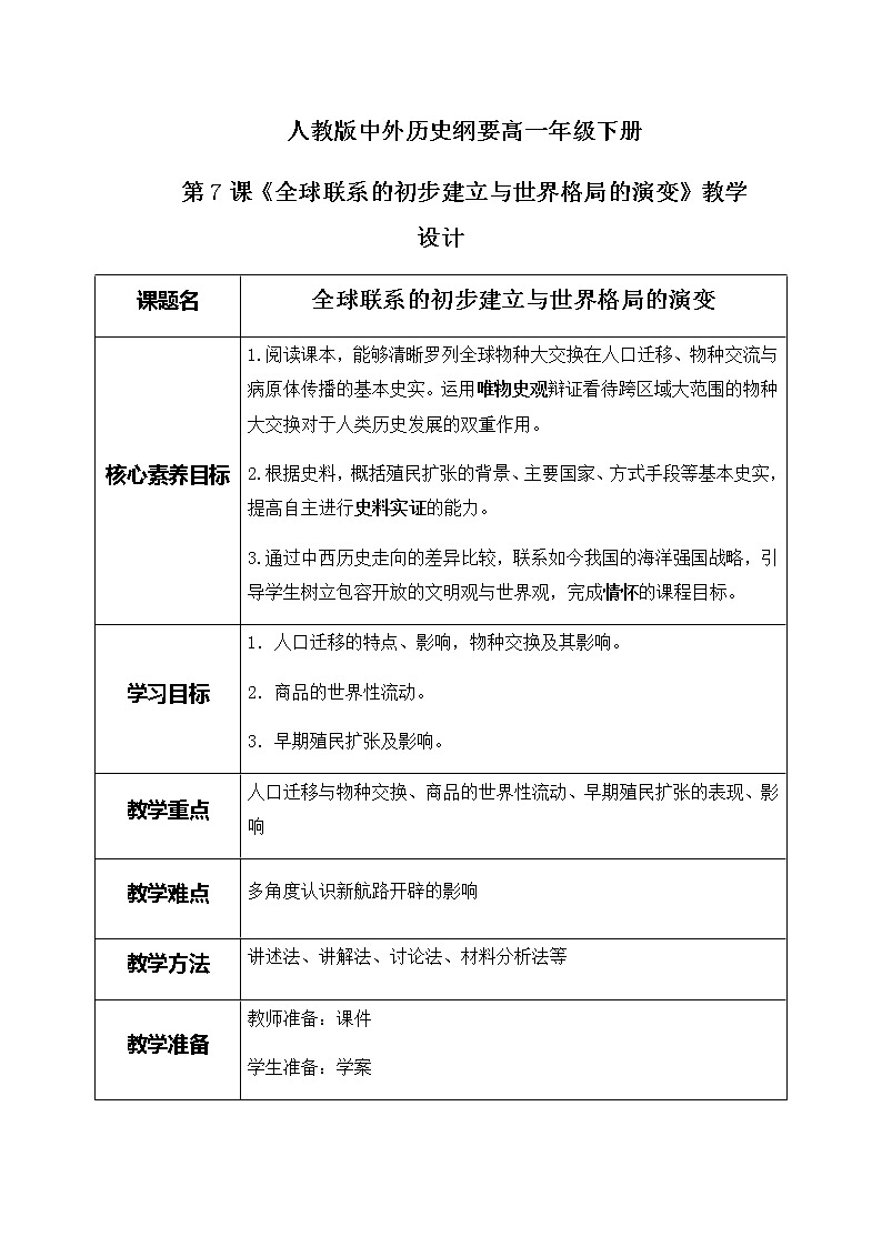 第7课《全球联系的初步建立与世界格局的演变》课件(送教案+练习)01