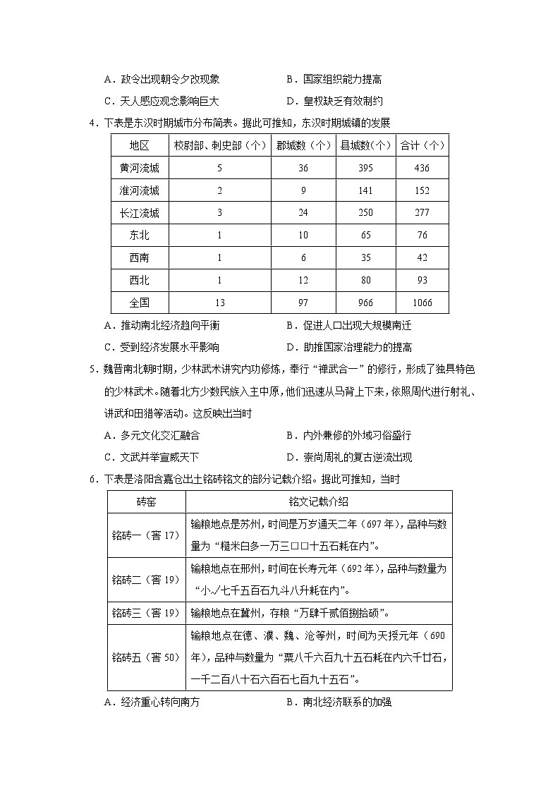 2023届安徽省卓越县中联盟高三年级第一次联考历史试题(Word版)02