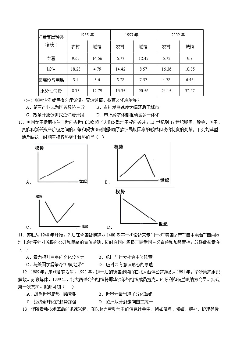 2022-2023学年福建省福州市第一中学等三校高二上学期期中联考(历史类)历史试题(Word版)第3页