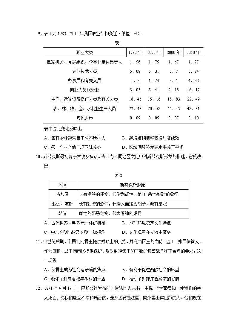 2023届山东省德州市高三上学期期中考试历史试题(Word版)03