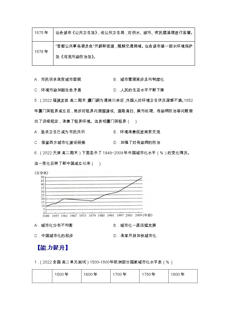 第11课近代以来的城市化进程（备课课件+分层作业）高二历史同步备课系列（选择性必修2经济与社会生活）02