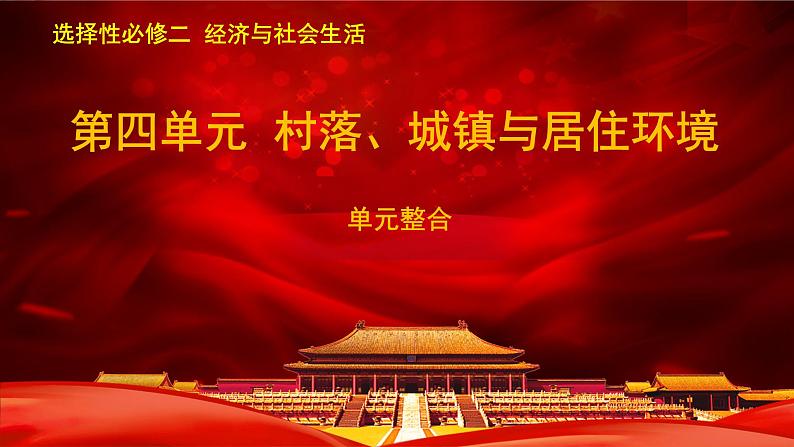 第四单元村落、城镇与居住环境(复习课件)高二历史同步备课01