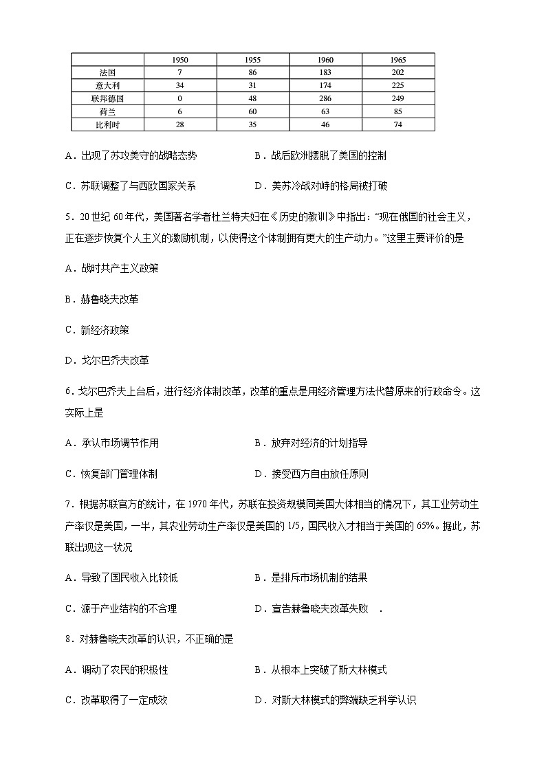 【新教材精創(chuàng)】第19課 社會主義國家的發(fā)展與變化 練習(xí)（2）（原卷版）第2頁