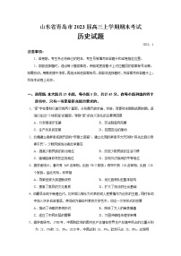 2023届山东省青岛市高三上学期期末考试历史试题（Word版）