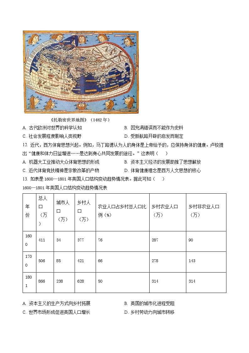 广东省佛山市2023届高三一模历史试题无答案第3页