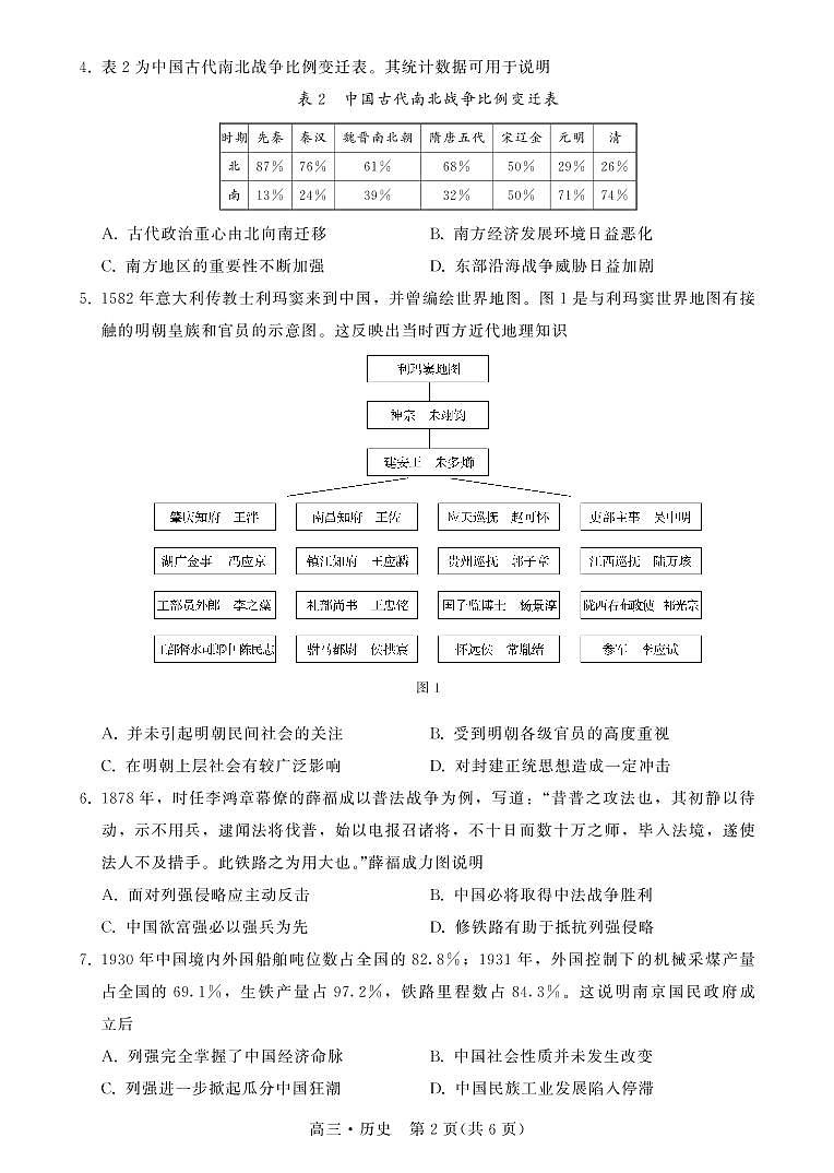 广东省揭阳市2023届高三第一次教学质量测试 历史试题及答案02