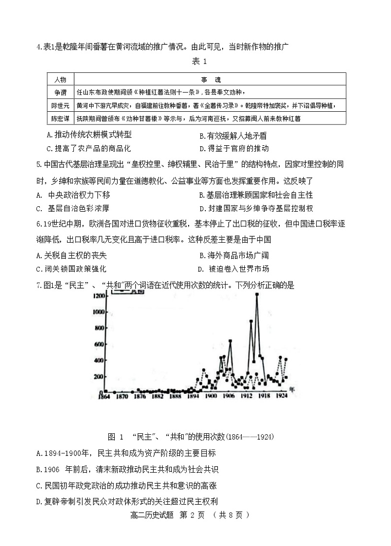2023济南高二下学期开学(期末考)历史试题含答案02