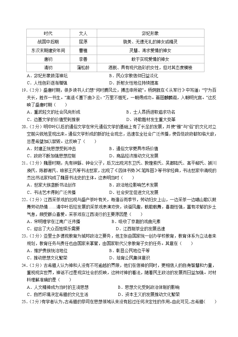 2023届新疆生产建设兵团第二师八一中学高三上学期11月月考历史试题(解析版)03