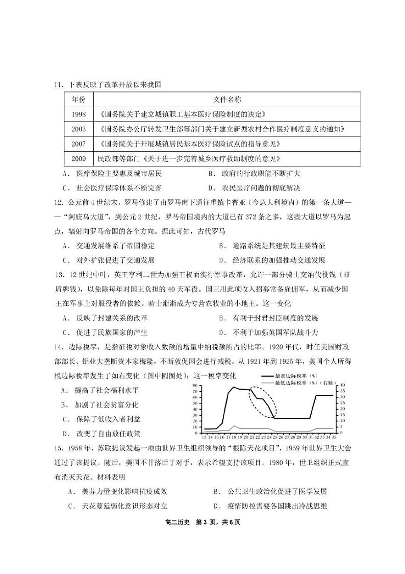 湖南省宁乡市2022-2023学年高二上学期期末考试历史试题第3页