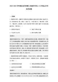 2022-2023学年重庆市万州第二高级中学高二12月线上月考历史试题含解析