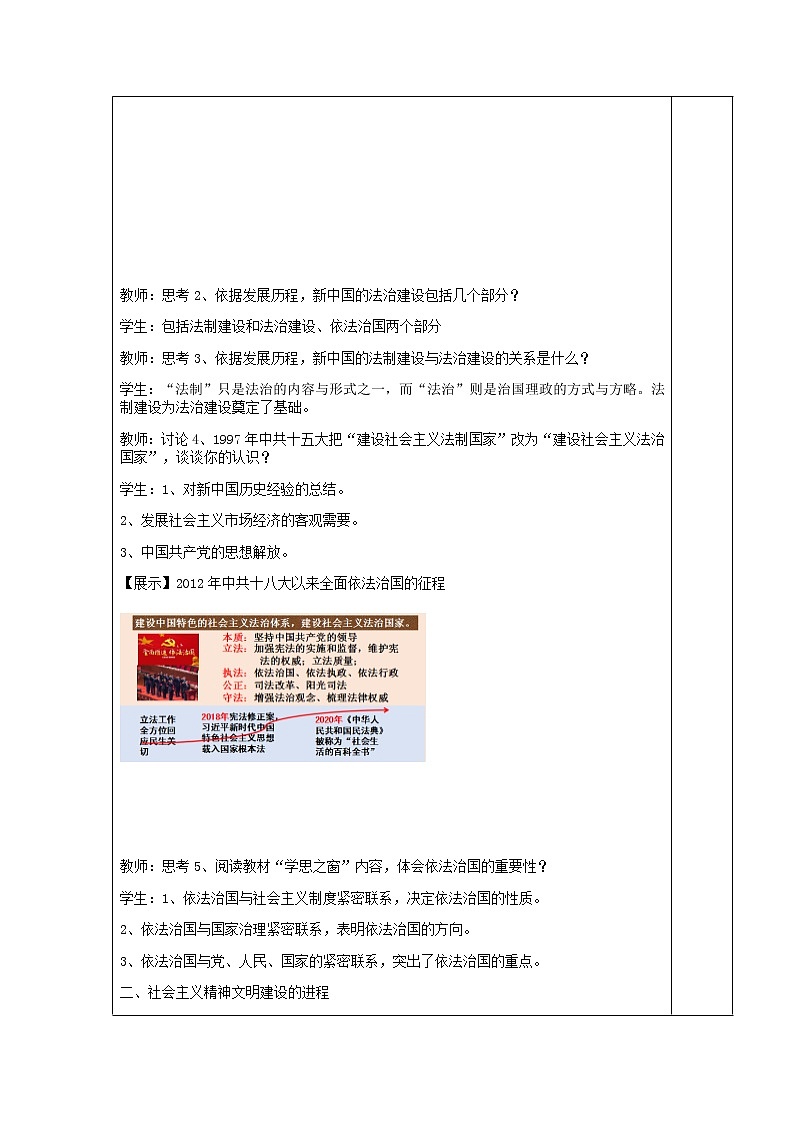 部编版高中历史选择性必修1第10课当代中国法治与精神文明建设教案02