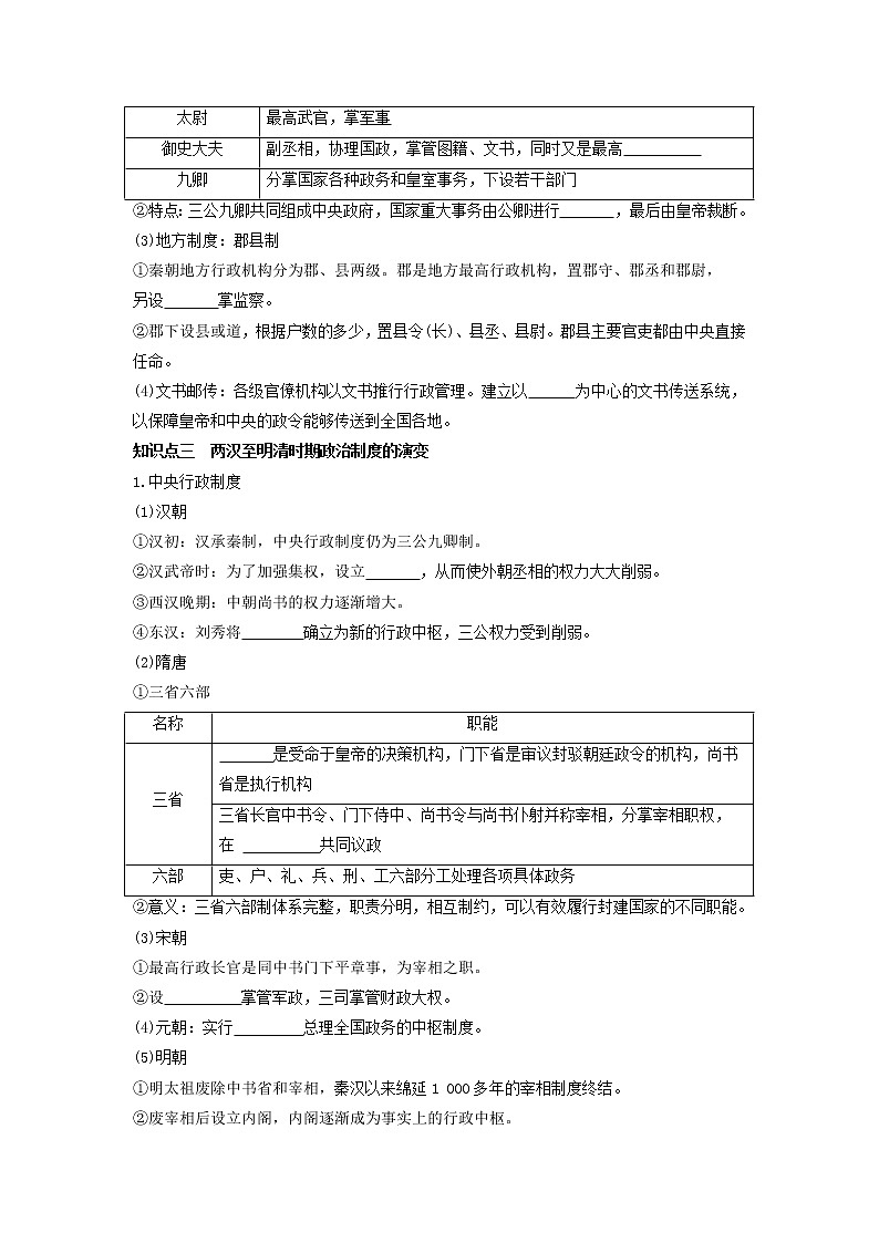 部編版高中歷史選擇性必修1第1課中國古代政治制度的形成與發(fā)展學案2第2頁