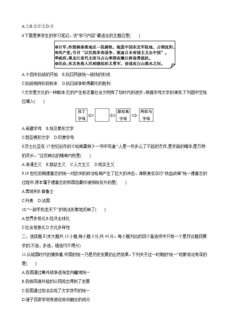 2023年浙江省高中学业水平考试模拟(二)历史试卷02