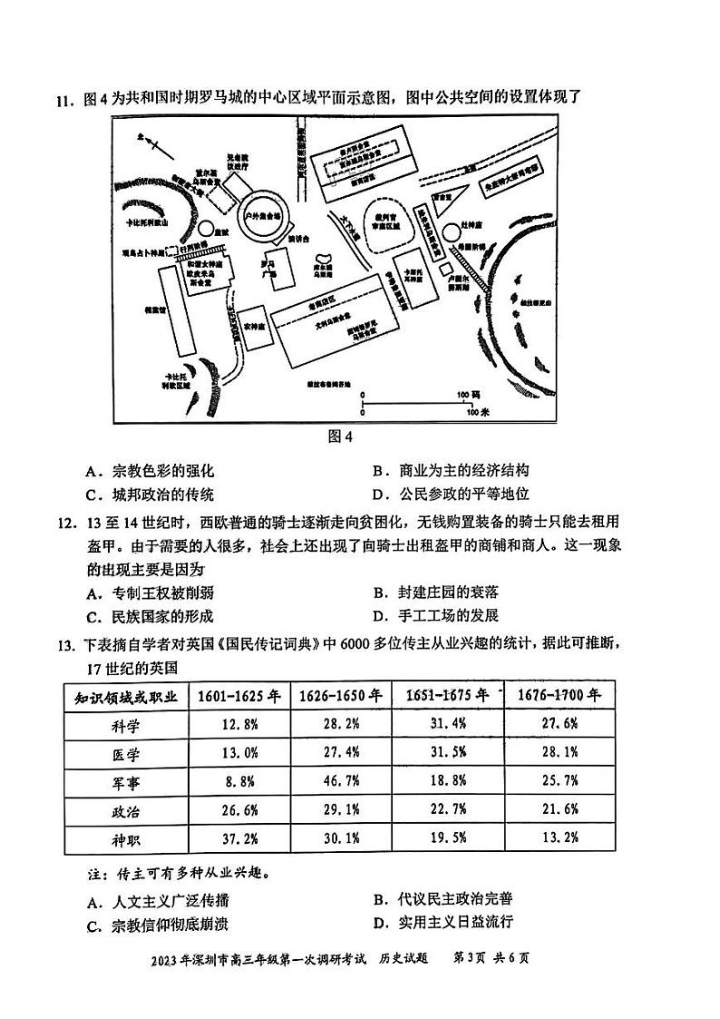 2022-2023学年广东省深圳市高三下学期第一次调研考试(一模) 历史 PDF版第3页