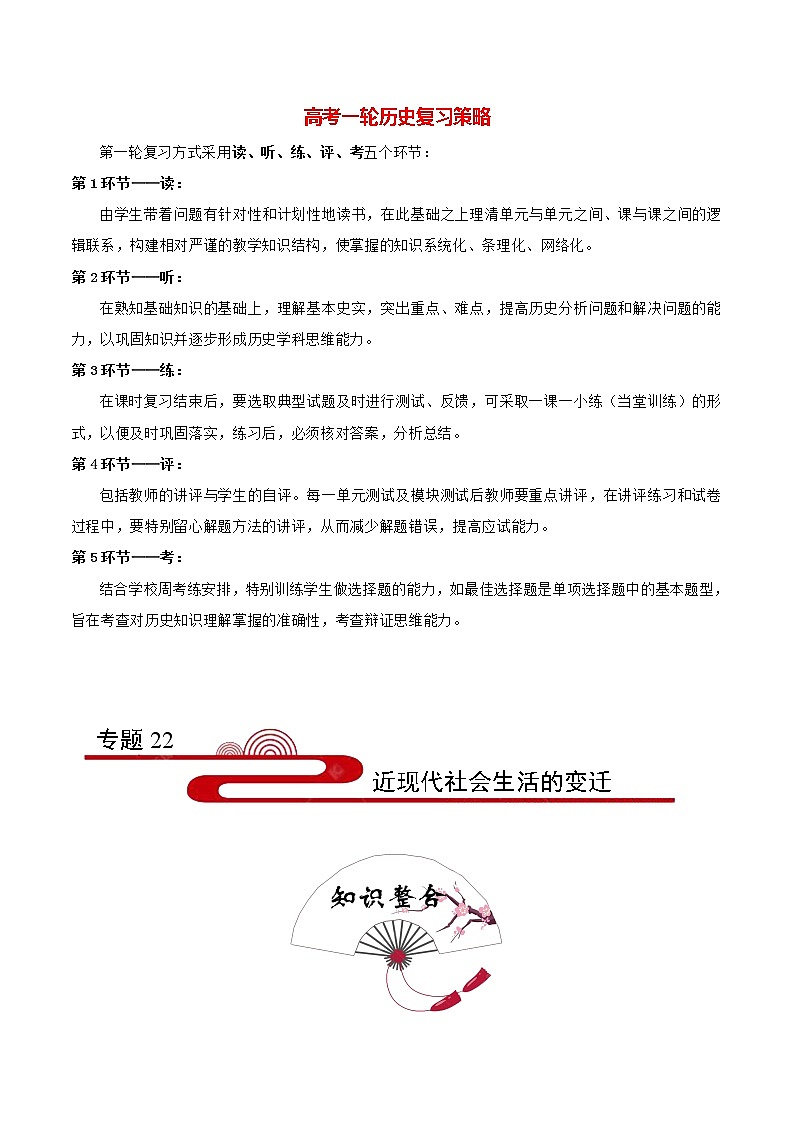 高考历史考点一遍过 考点22 近现代社会生活的变迁第1页