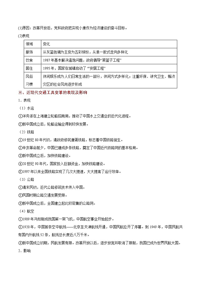 高考历史考点一遍过 考点22 近现代社会生活的变迁第3页