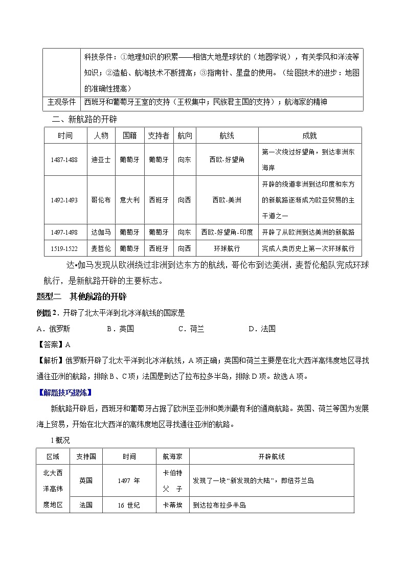 必考点03 走向整体的世界-高一历史下学期期中期末必考题精准练02