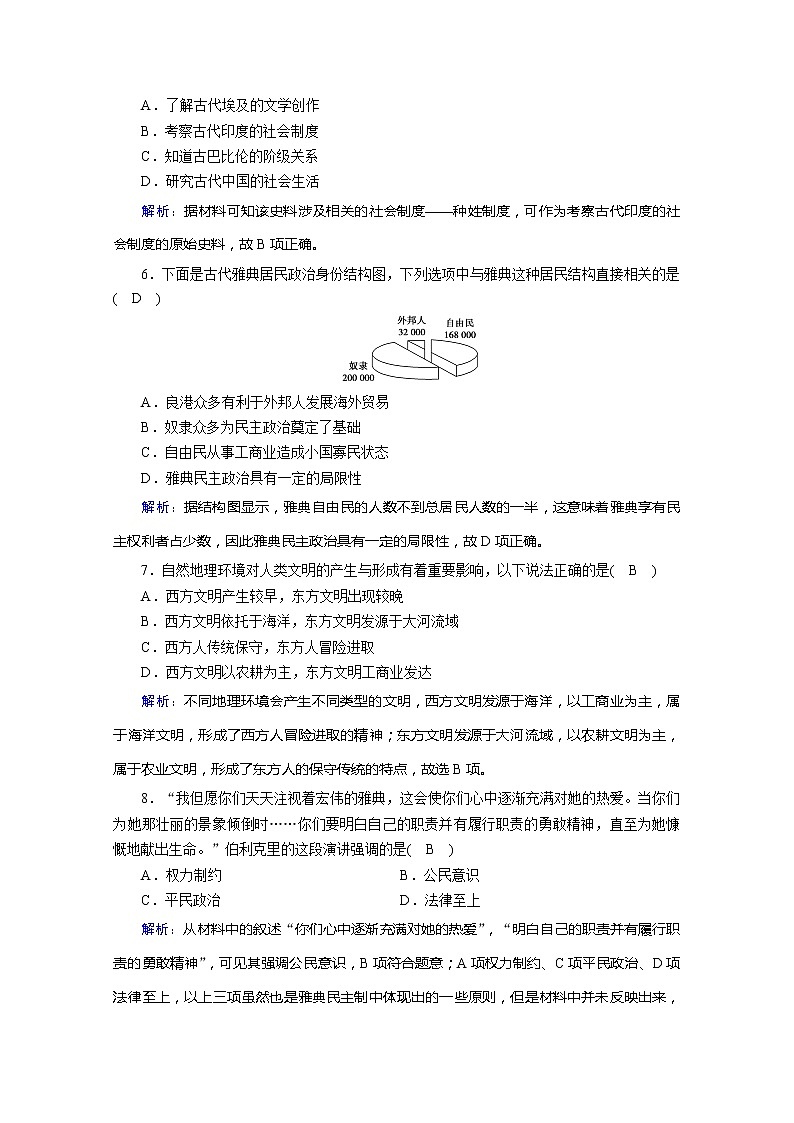 2020-2021学年部编版必修下册:第1课 文明的产生与早期发展 作业第2页